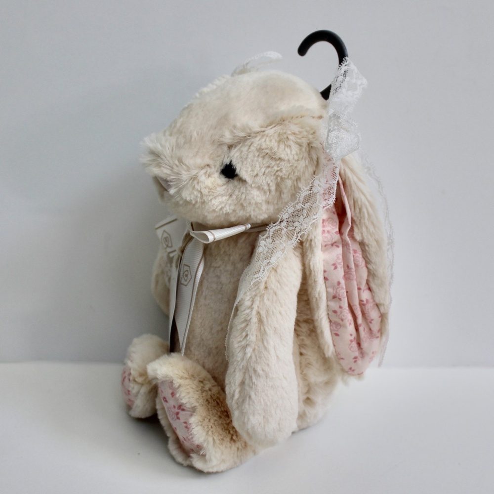 Snug Beige Lace Bow Bunny Plush Soft Baby Toy Stuffed Animal Lovey 12" Medium - Picture 3 of 5